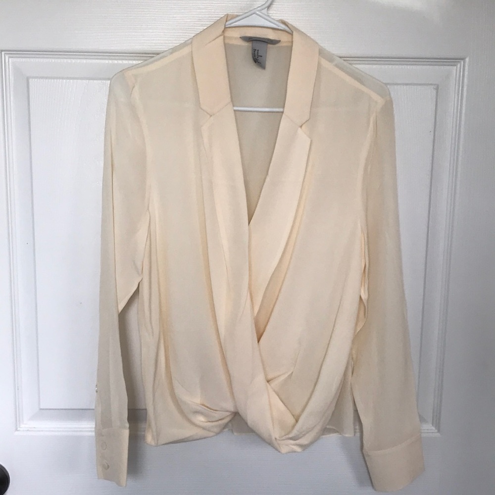 Silk, cream, dress shirt
